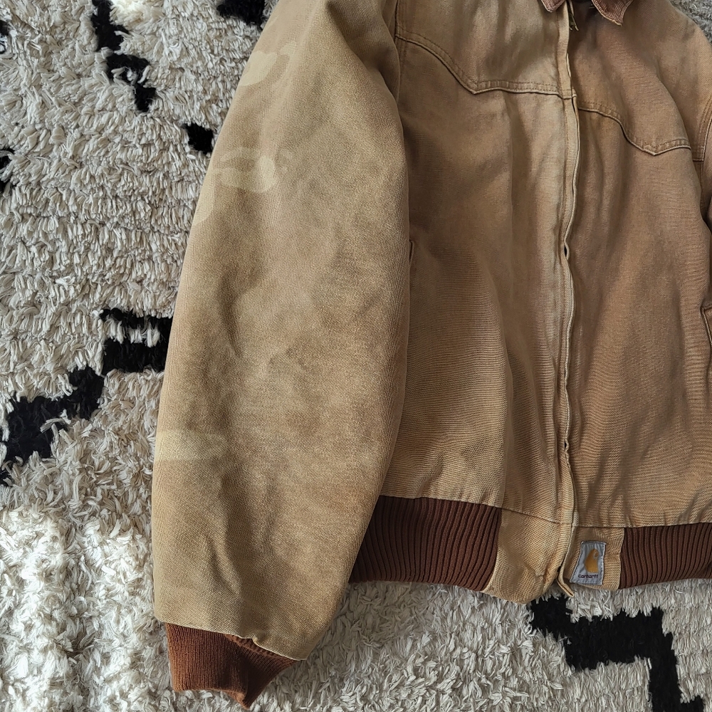 Vtg Carhartt J13 BRN Santa Fe Western Jacket Red Quilted Lined Large Brown Read - Picture 4 of 11